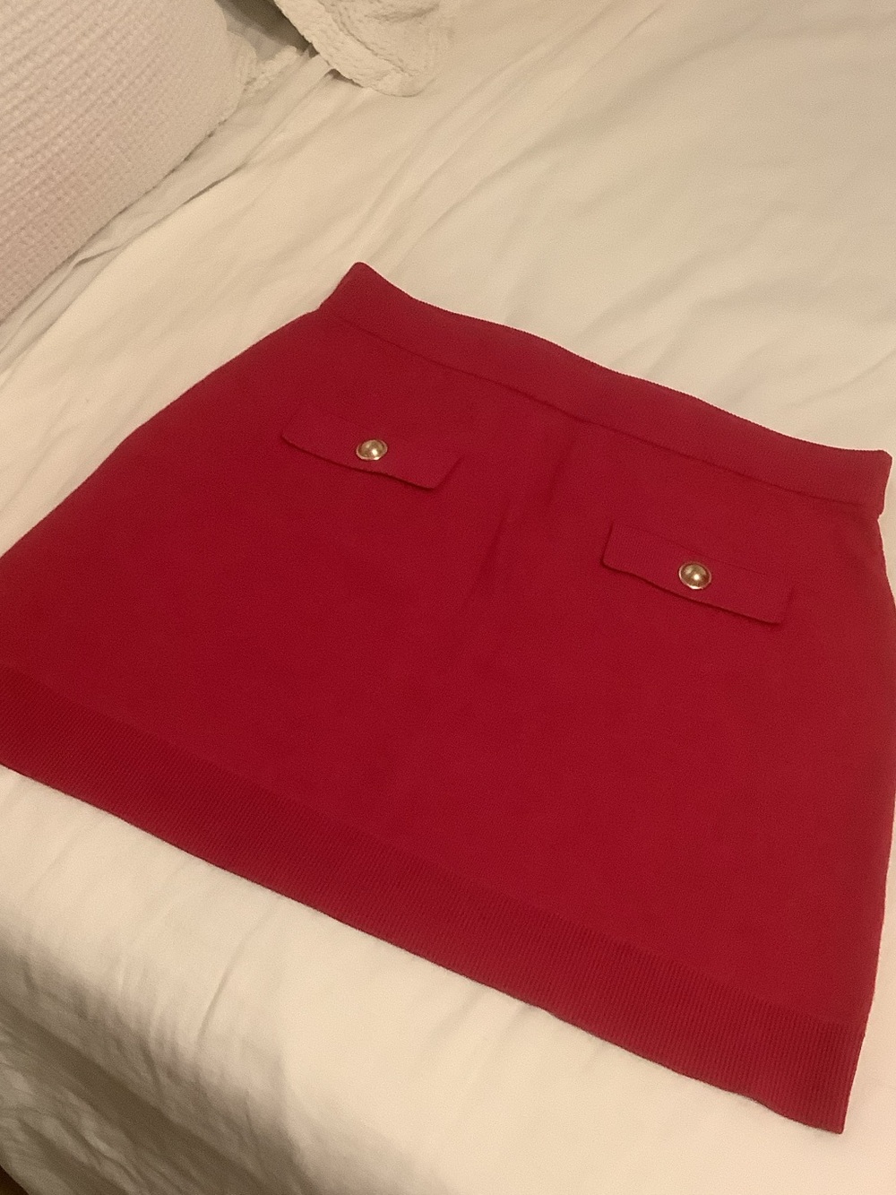 Classic Red Knit Mini Skirt
